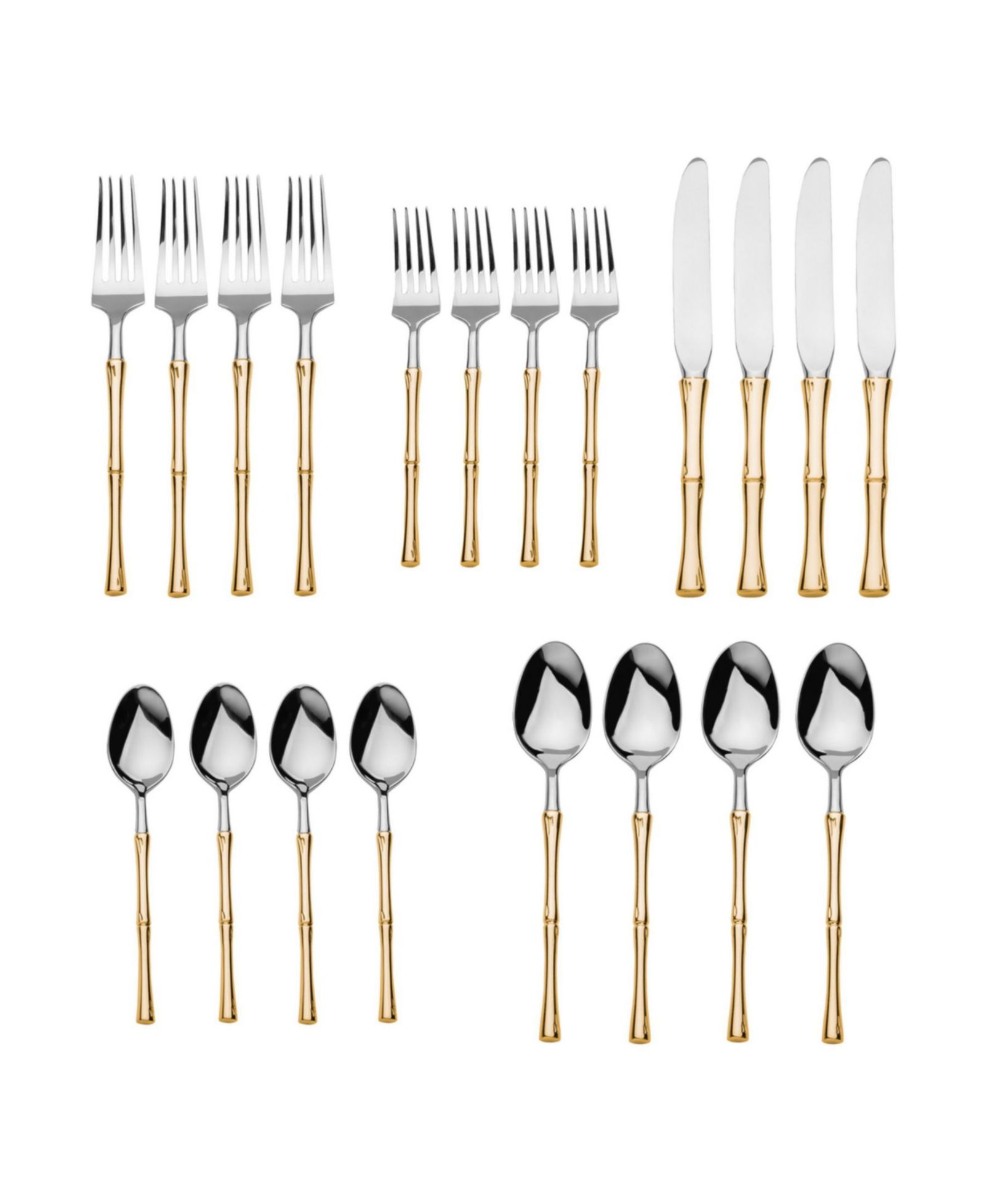 Godinger Rattan Mirrored Accented Gold 20-Pc. Flatware Set, Service For 4