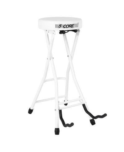 5 Core Guitar Stool 3.15" Padded Chair Foldable Heavy Duty Music Seat Built in Foot Rest Guitar Stand