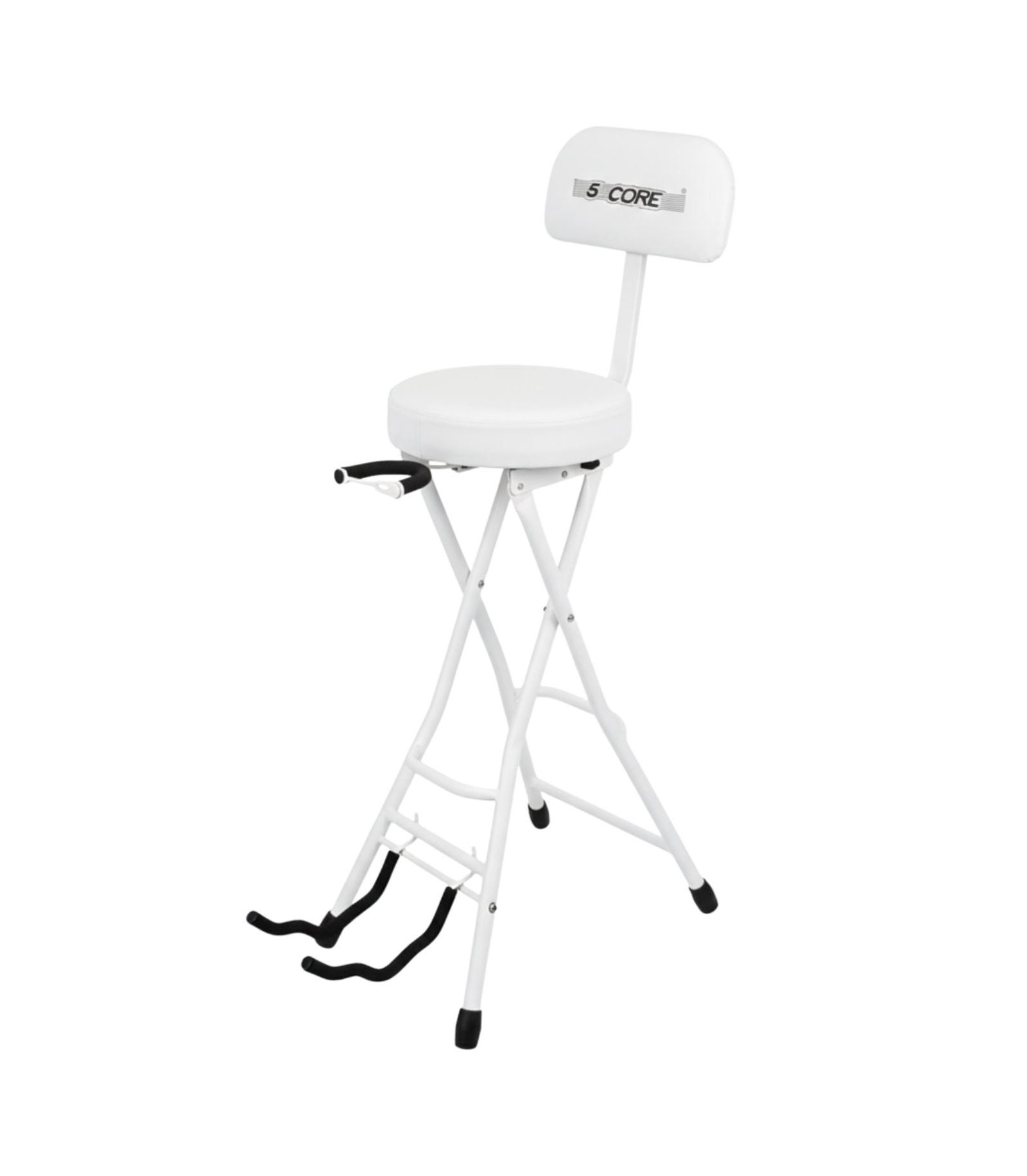 5 Core Guitar Stool 3.15" Padded Chair w Backrest Foldable Music Seat Built in Foot Rest Guitar Stand