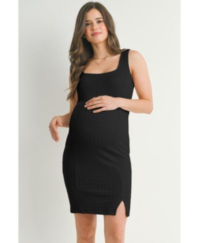 Hello Miz Women's Bodycon Jacquard Sleeveless Square-Neck Dress