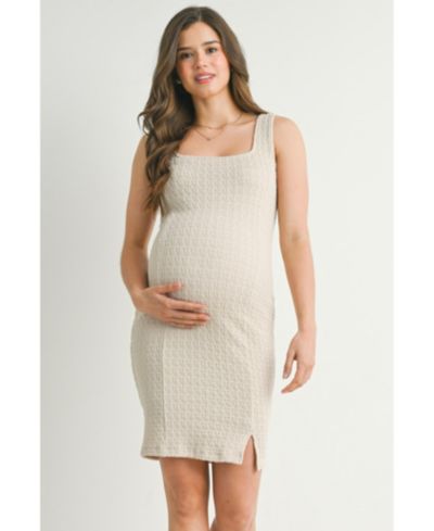 Hello Miz Women's Bodycon Jacquard Sleeveless Square-Neck Dress