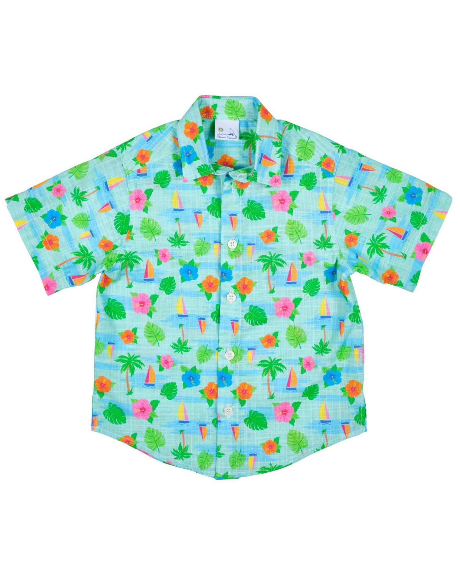 Florence Eiseman Детский Printed Linen Look Camp рубашка