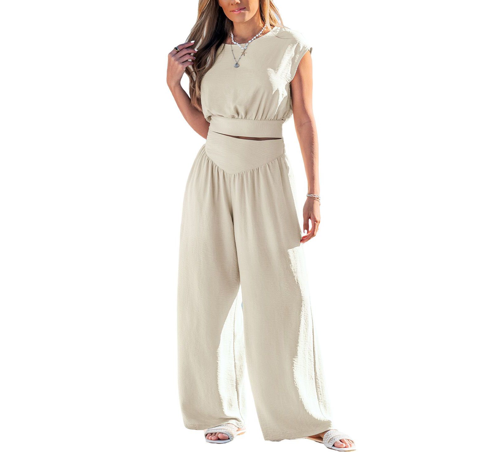 Cupshe Women's Short Sleeve Tie-Back Matching Sets