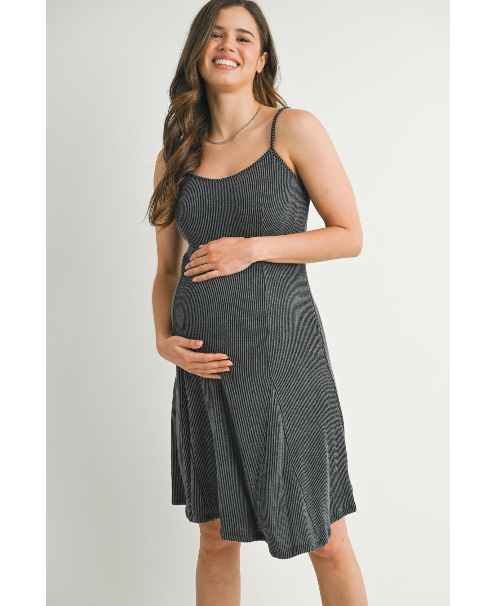 Hello Miz Women's Ribbed Empire Waist Scoop Neck Sleeveless Dress