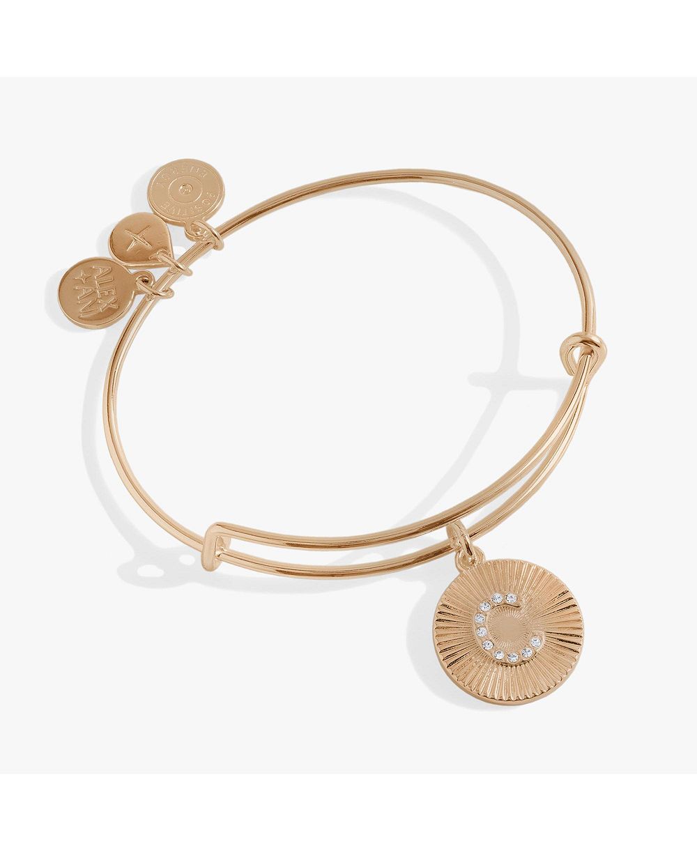Браслет-браслетка Alex and Ani с гравировкой буквы B и текстурой "звездный взрыв"