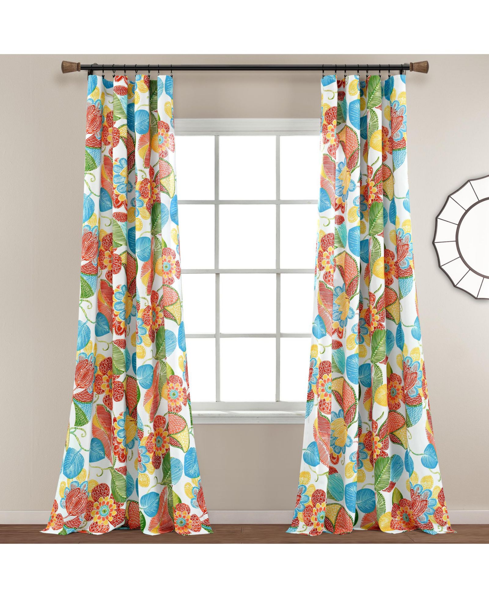 Шторы Lush Decor Layla Light Filtering Window Curtain Panels Pair 52"W x 84"L - Floral Curtains for Living Room - Cottage Core Bedroom Curtains