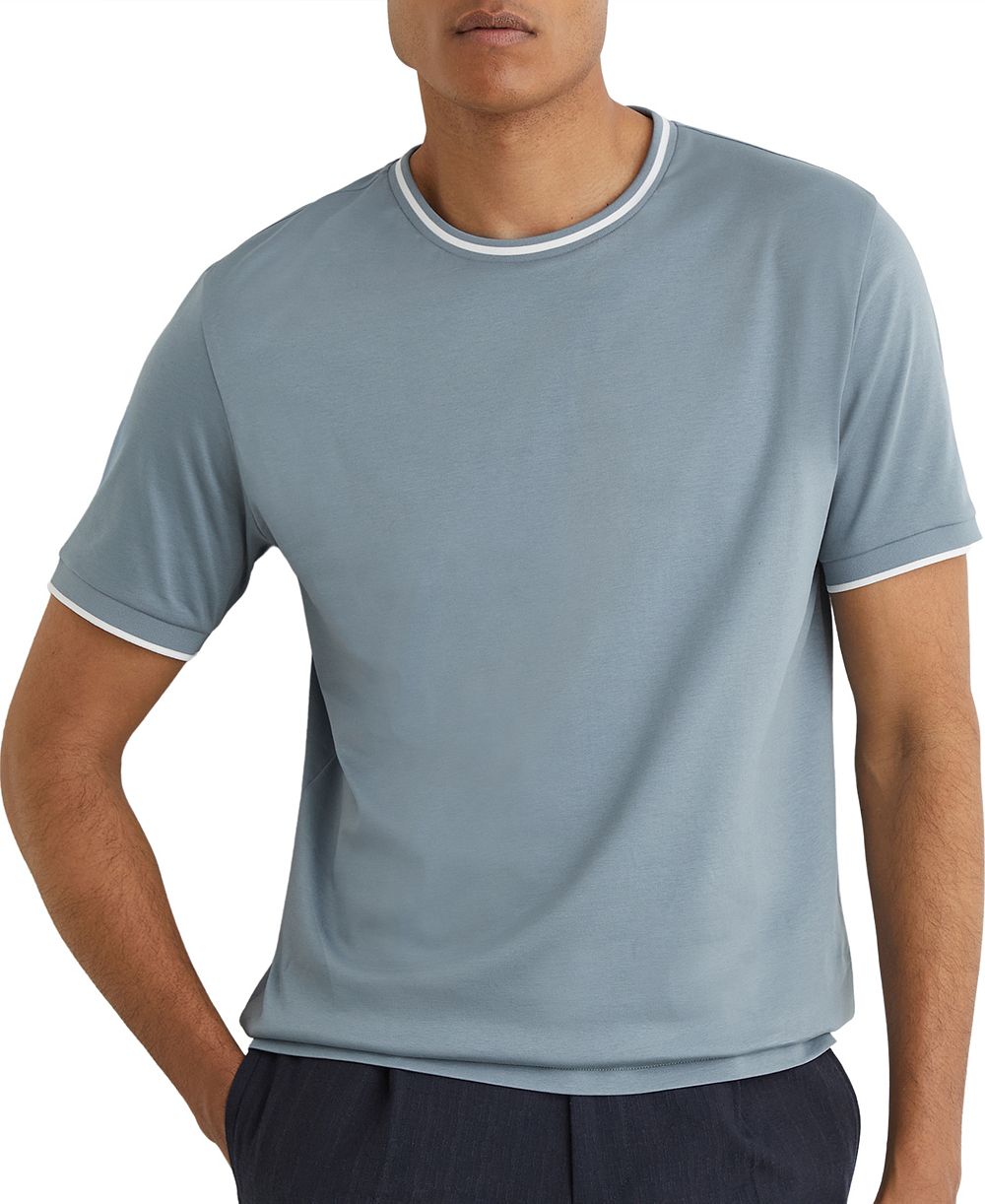 REISS Men's Ainsley Air-Water Cotton Tipped Tailored-Fit T-Shirt