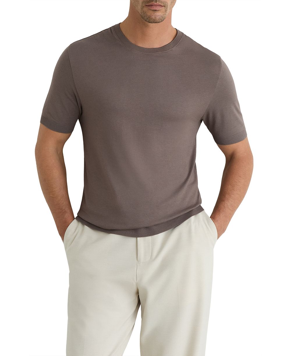 REISS Men's Chad Fine Rib Crew Neck T-Shirt