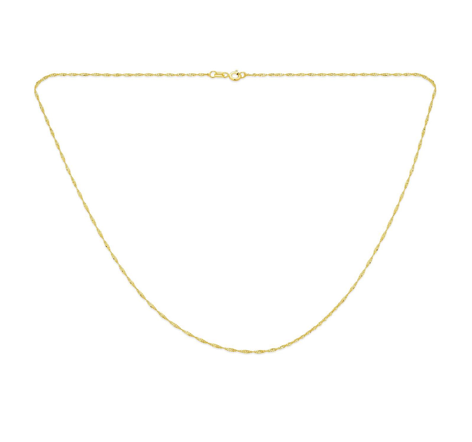 Bling Jewelry Singapore тонкая цепочка-ожерелье 1 MM, 14K Gold Plated,.925 Sterling Silver, 24"