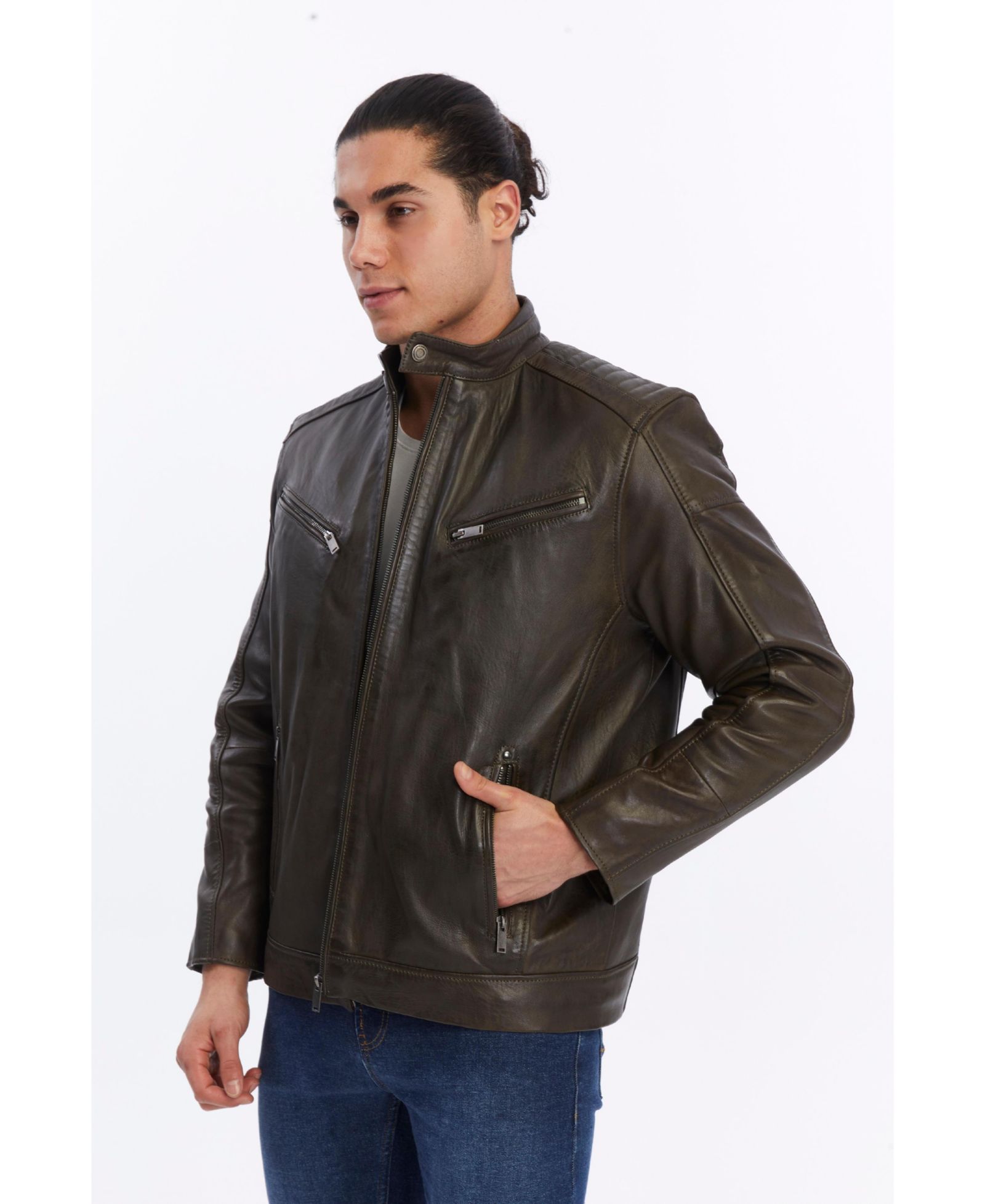 Furniq UK Men's Motorcyle Leather Jacket