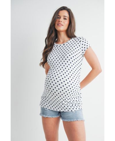 Hello Miz Maternity Short Sleeve Crewneck Polka Dot T-Shirt