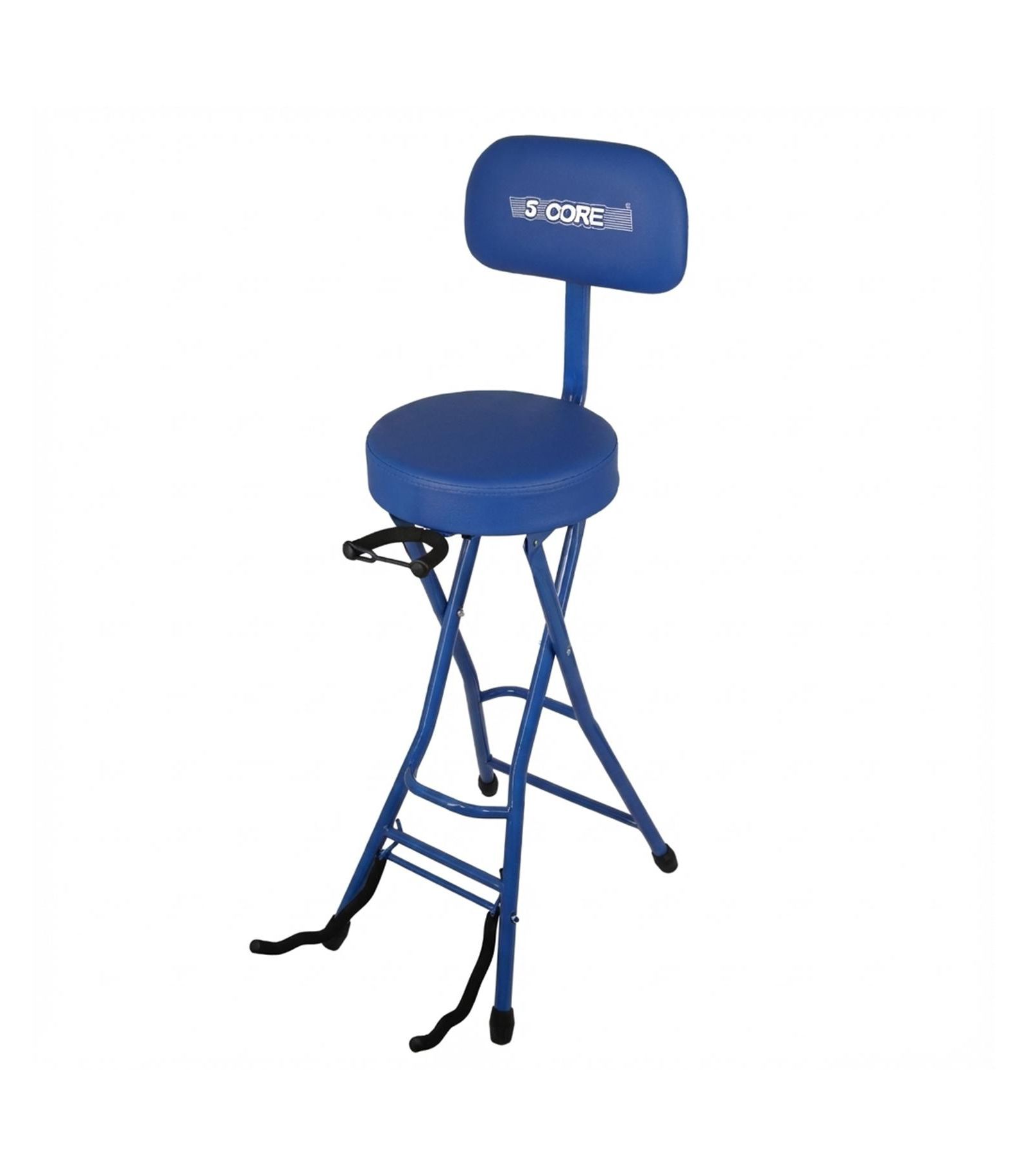 5 Core Guitar Stool 3.15" Padded Chair w Backrest Foldable Music Seat Built in Foot Rest Guitar Stand