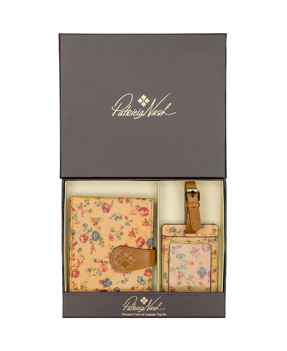Набор из бумажника и бирки для багажа Patricia Nash Fleur de Jardin в подарочной коробке