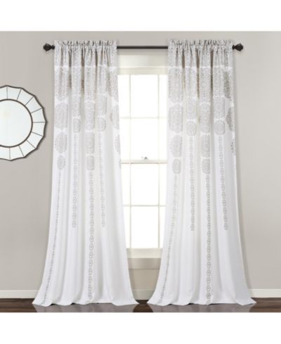 Lush Decor Stripe Medallion Light Filtering Window Curtain Panels Pair- Boho Curtains for Bedroom