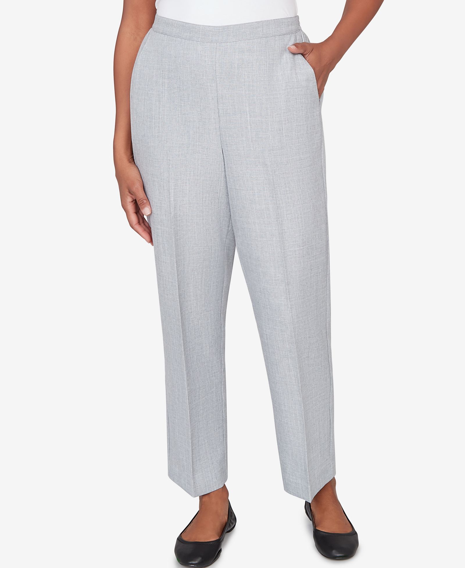 Alfred Dunner Women's  Al Fresco Tailored Flat Front Slant Pocket Pant