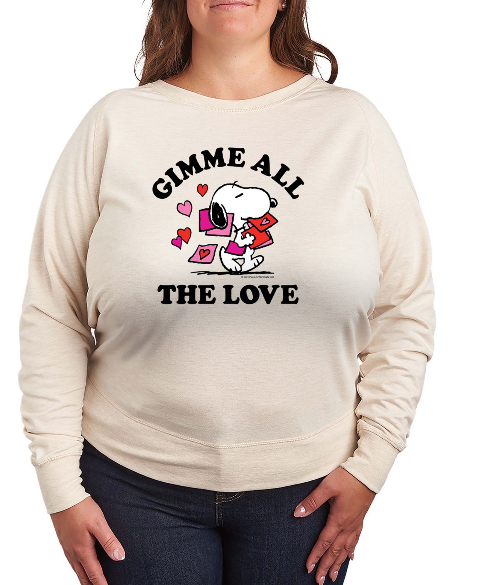 Женская футболка Hybrid Apparel Peanuts Snoopy Gimme All The Love Valentine French Terry Long-Sleeve