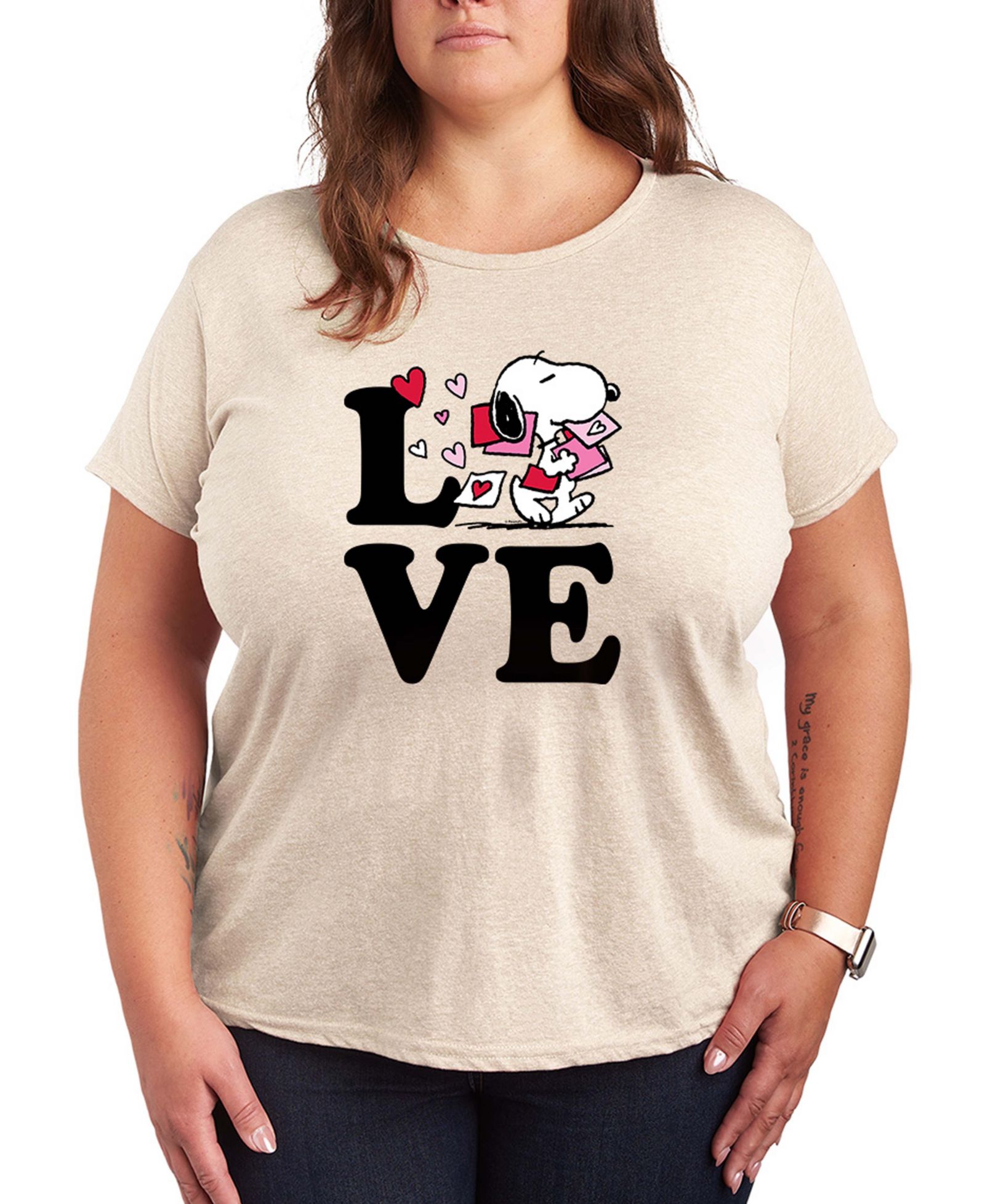 Женская футболка Hybrid Apparel Peanuts Love Snoopy с коротким рукавом с графическим принтом