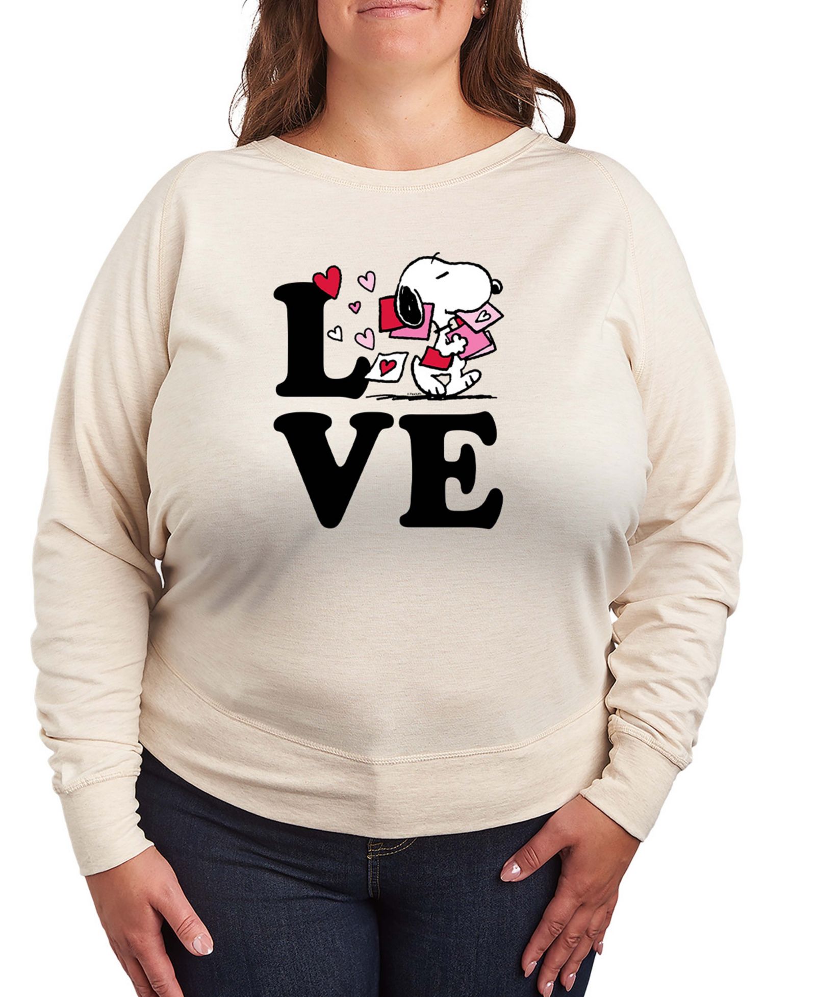 Женская футболка Hybrid Apparel Women's Peanuts Love Snoopy French Terry Long-Sleeve