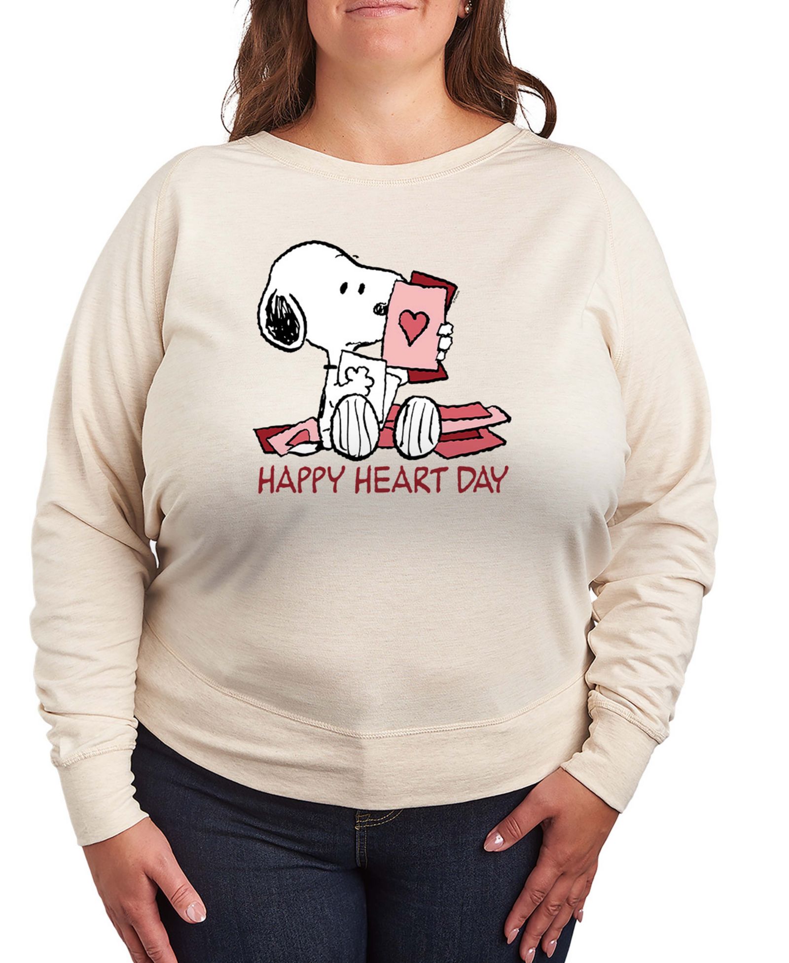 Hybrid Apparel Женская футболка из футера Peanuts Snoopy Happy Heart Day