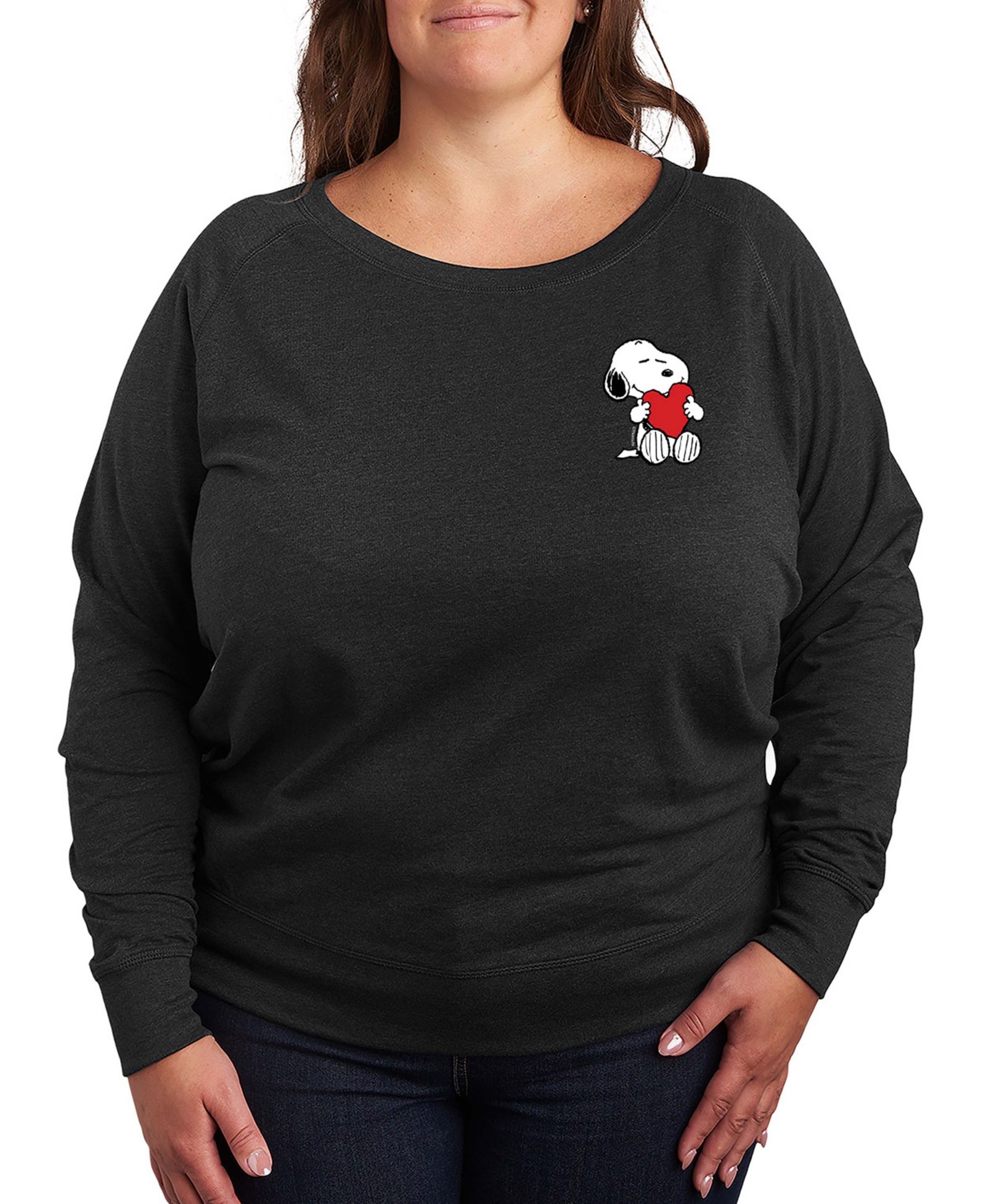 Женская футболка Hybrid Apparel Peanuts Snoopy Valentines Hugging Heart French Terry Long-Sleeve