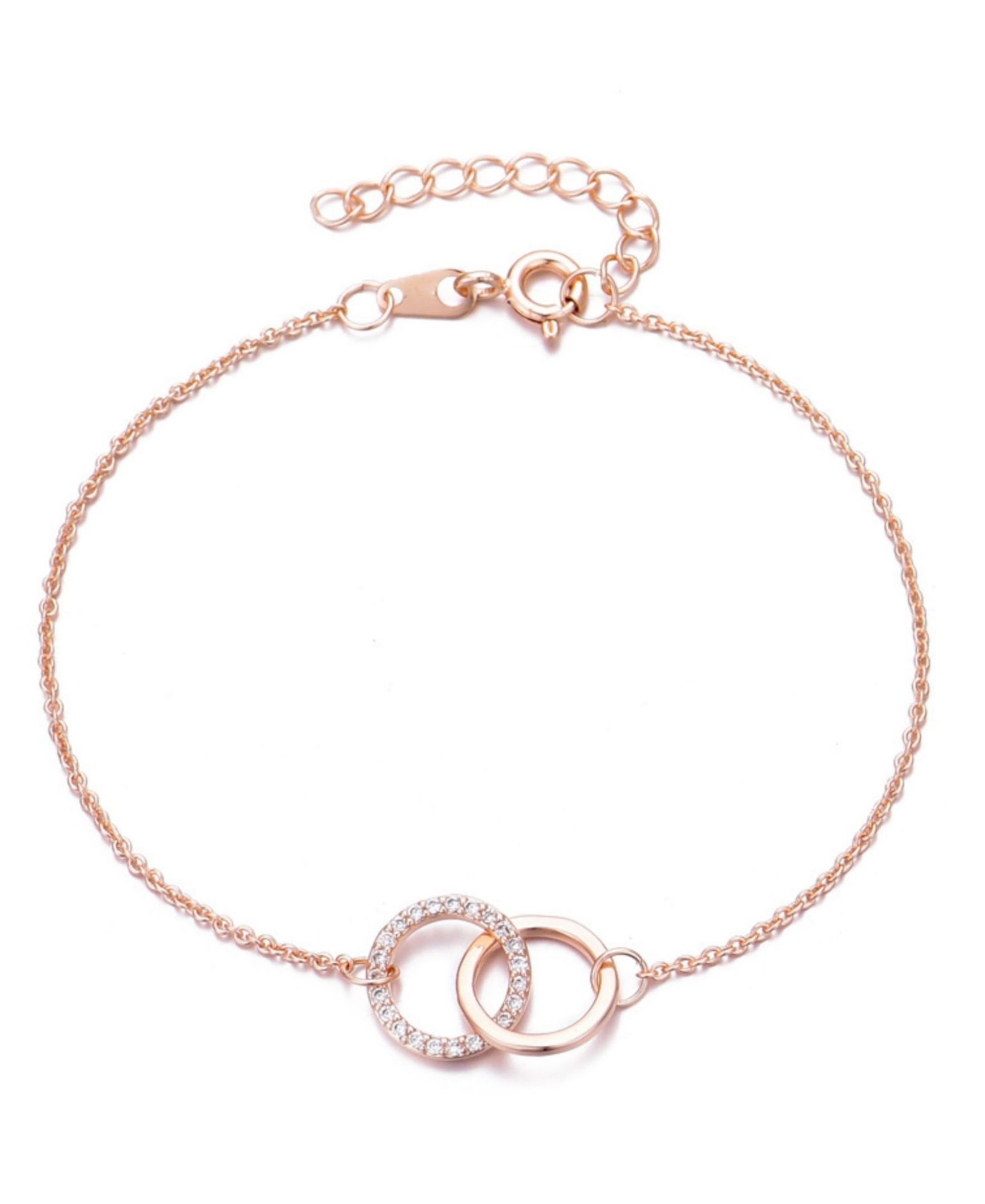 ADORNIA Rose Gold Adjustable CZ Pave Rings Bracelet