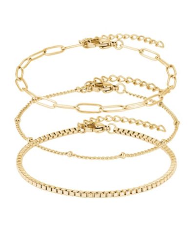 ADORNIA золотой браслет 3-Chain Set, устойчивый к потускнению