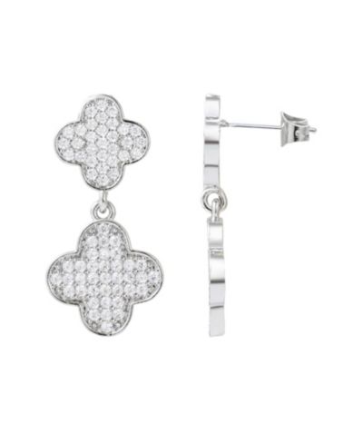 Серьги-подвески ADORNIA Silver CZ Clover