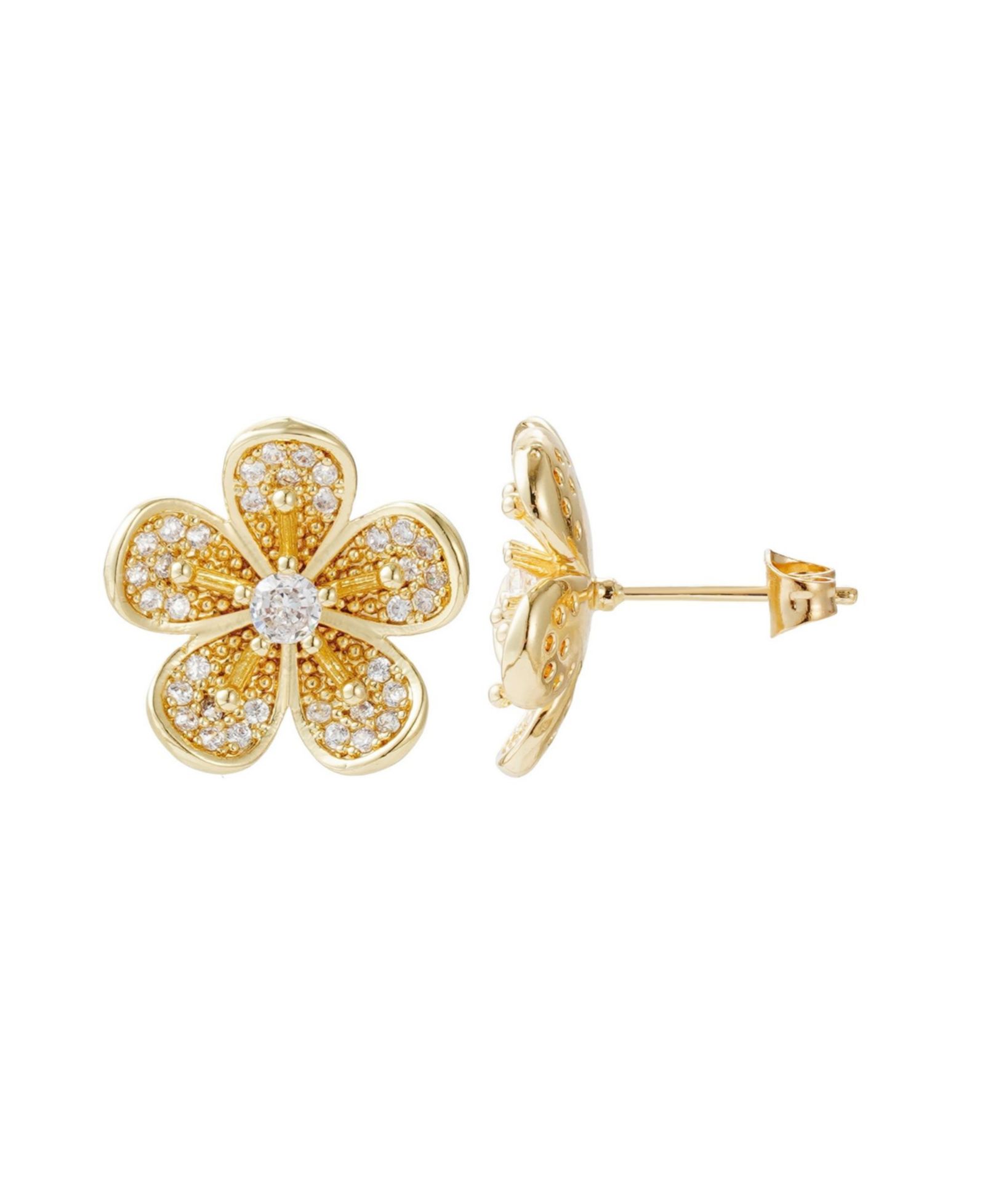 Серьги-гвоздики ADORNIA Gold CZ Flower