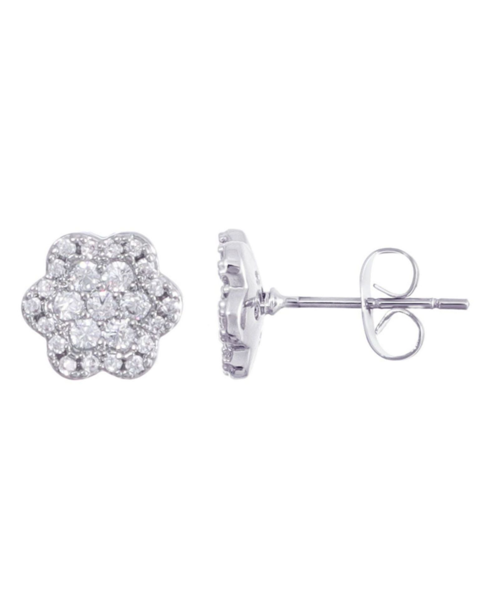 Серьги-гвоздики ADORNIA Silver CZ Flower Halo Stud