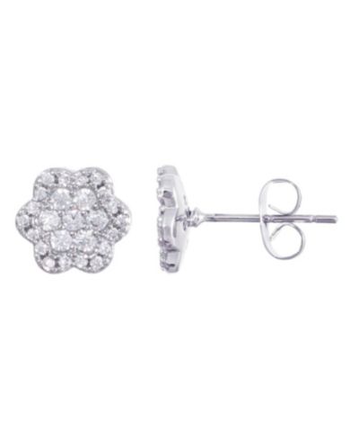 ADORNIA Silver CZ Flower Halo Stud Earrings