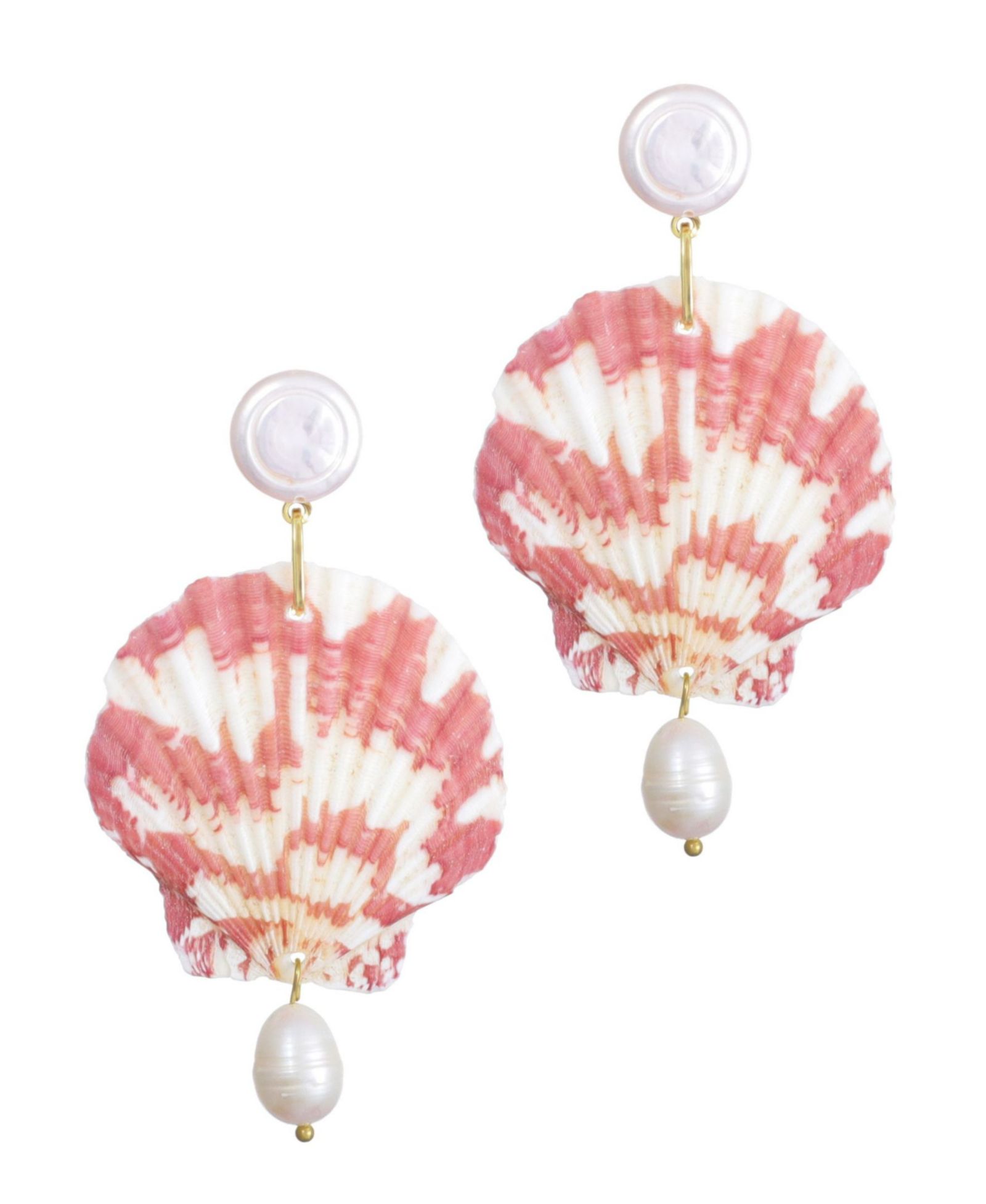 Серьги-подвески ADORNIA Pearl Pink Shell 3-Drop