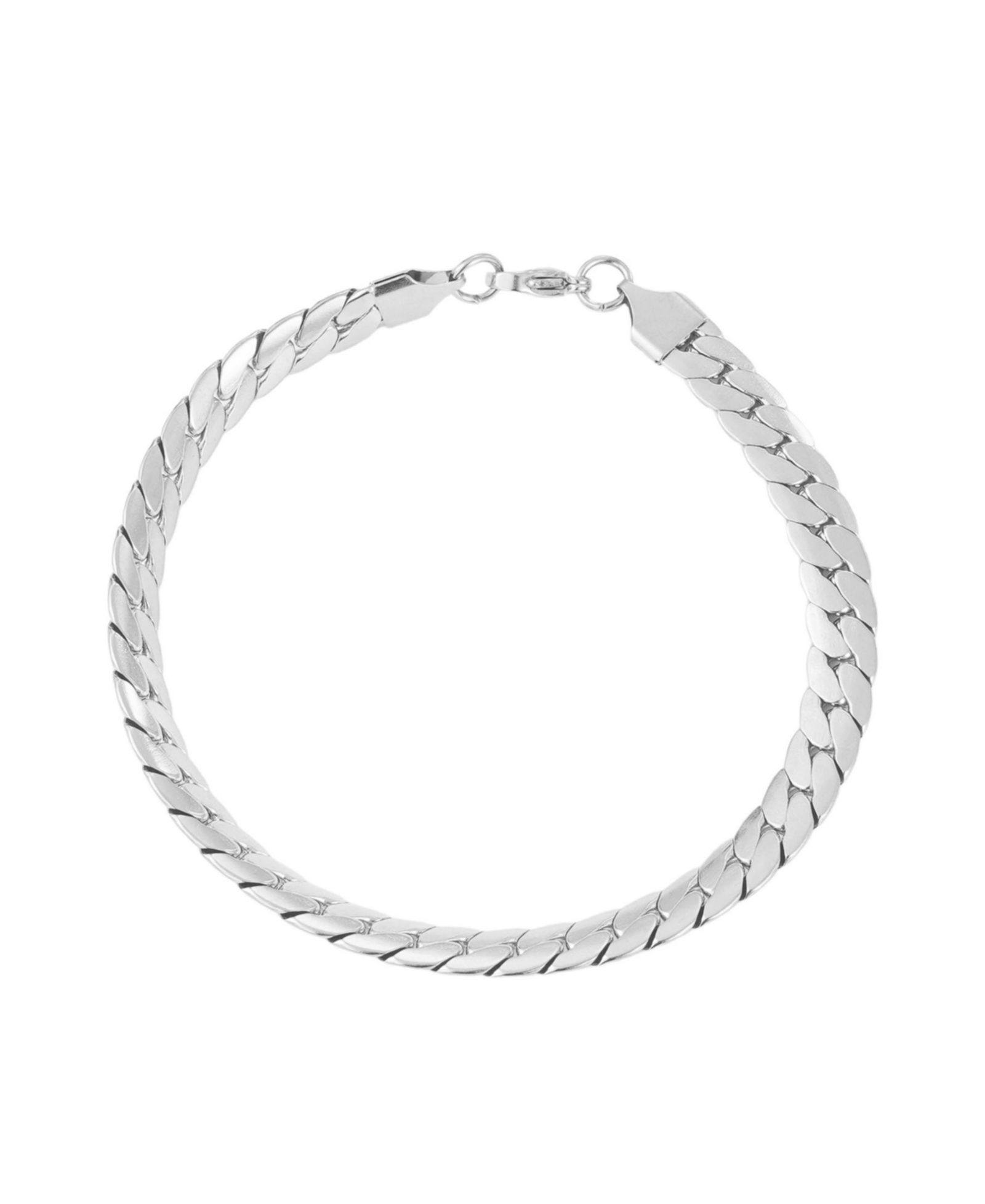 ADORNIA Tarnish Resistant Men's Silver Flat Curb Chain Bracelet