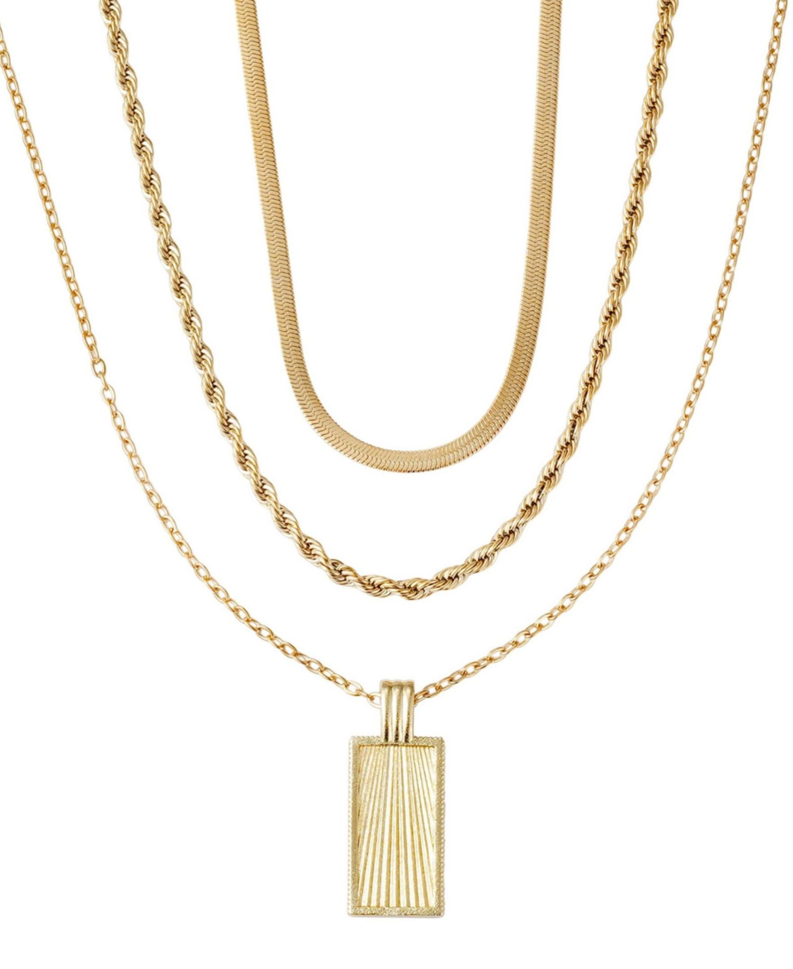 Набор колье ADORNIA Tarnish Resistant Gold Dog Tag, 3 шт.