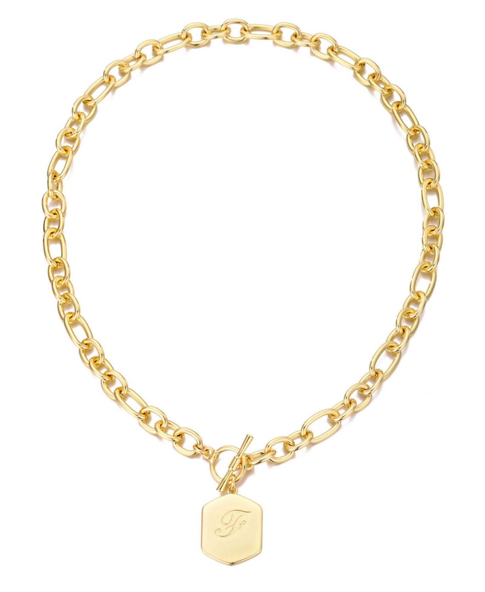 ADORNIA Gold Monogram Initial Chunky Toggle Necklace