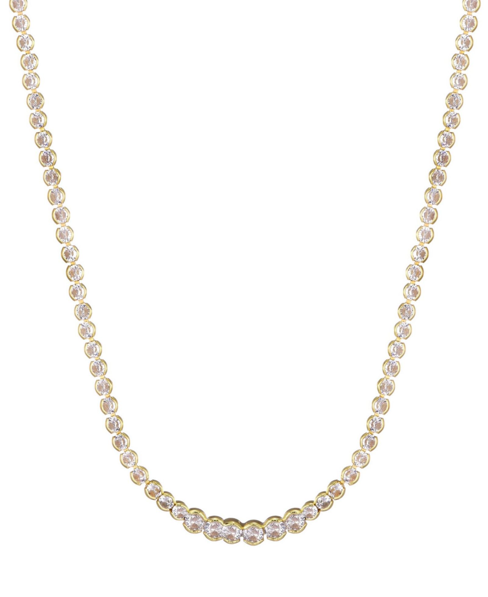 ADORNIA Gold Crystal Bezeled Tennis Necklace