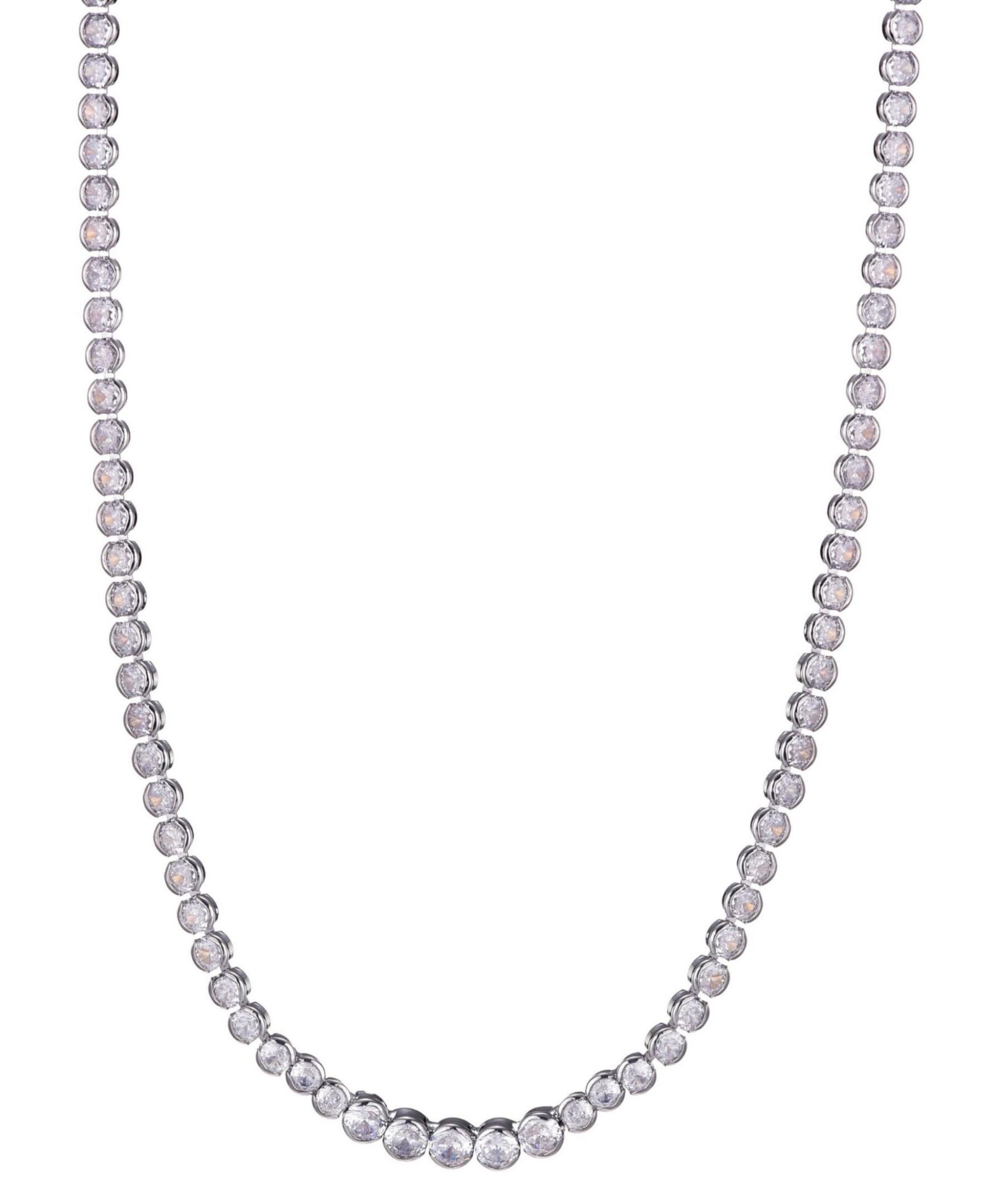 ADORNIA Silver Crystal Bezeled Tennis Necklace