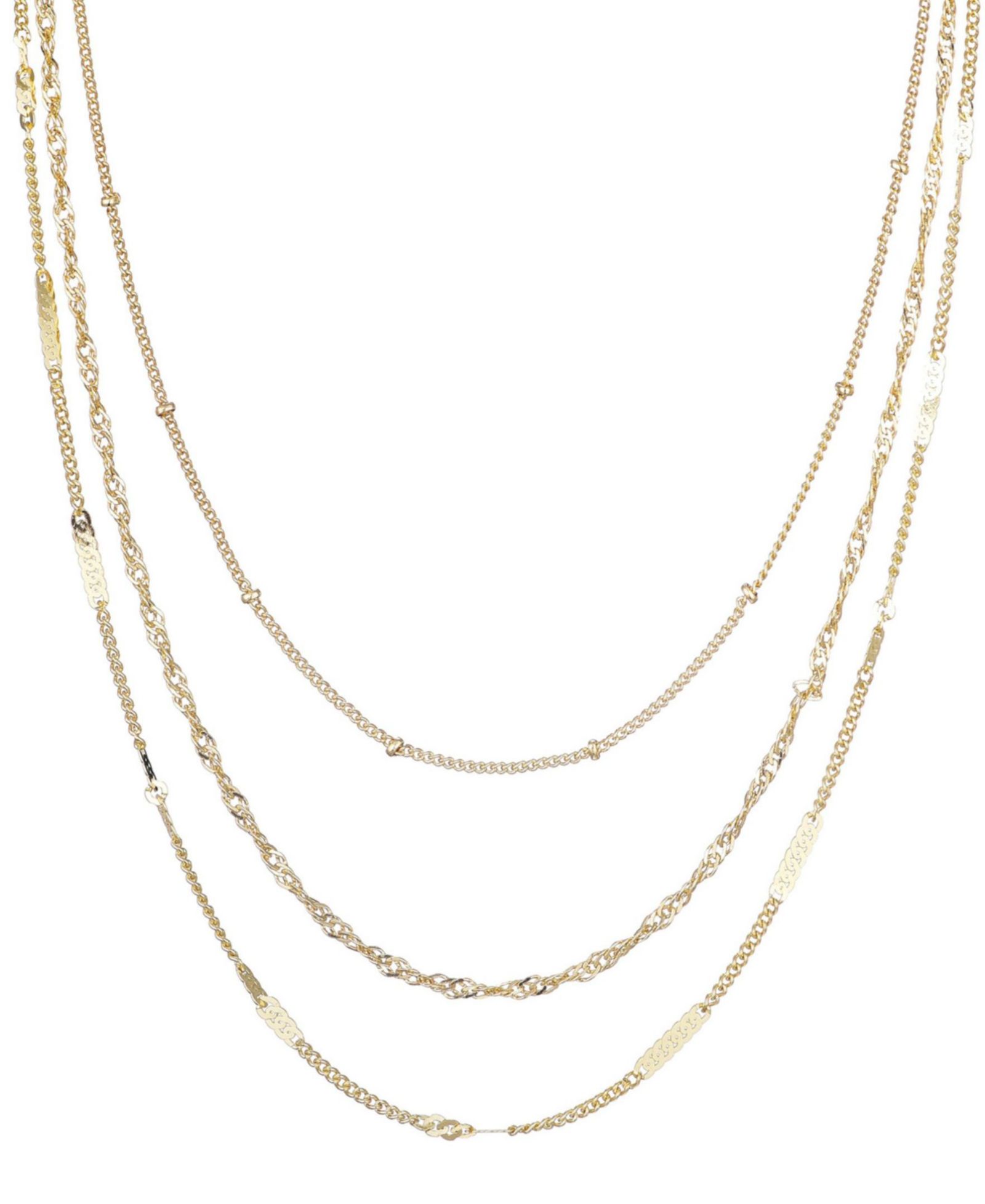 ADORNIA Gold 3-Chain Necklace Set
