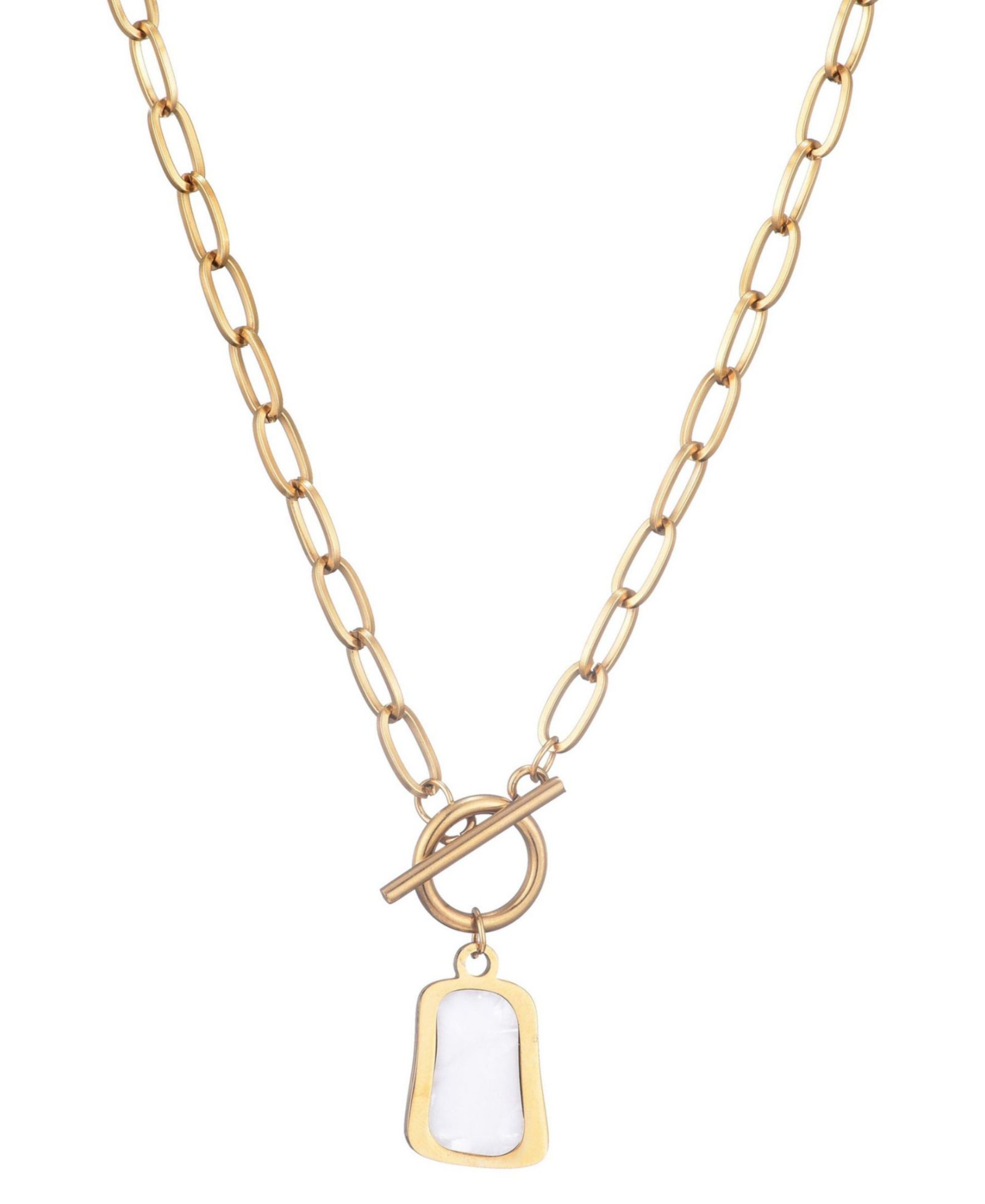 Ожерелье ADORNIA Tarnish Resistant Gold Mother of Pearl Toggle