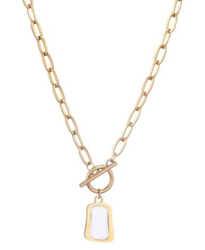 Ожерелье ADORNIA Tarnish Resistant Gold Mother of Pearl Toggle