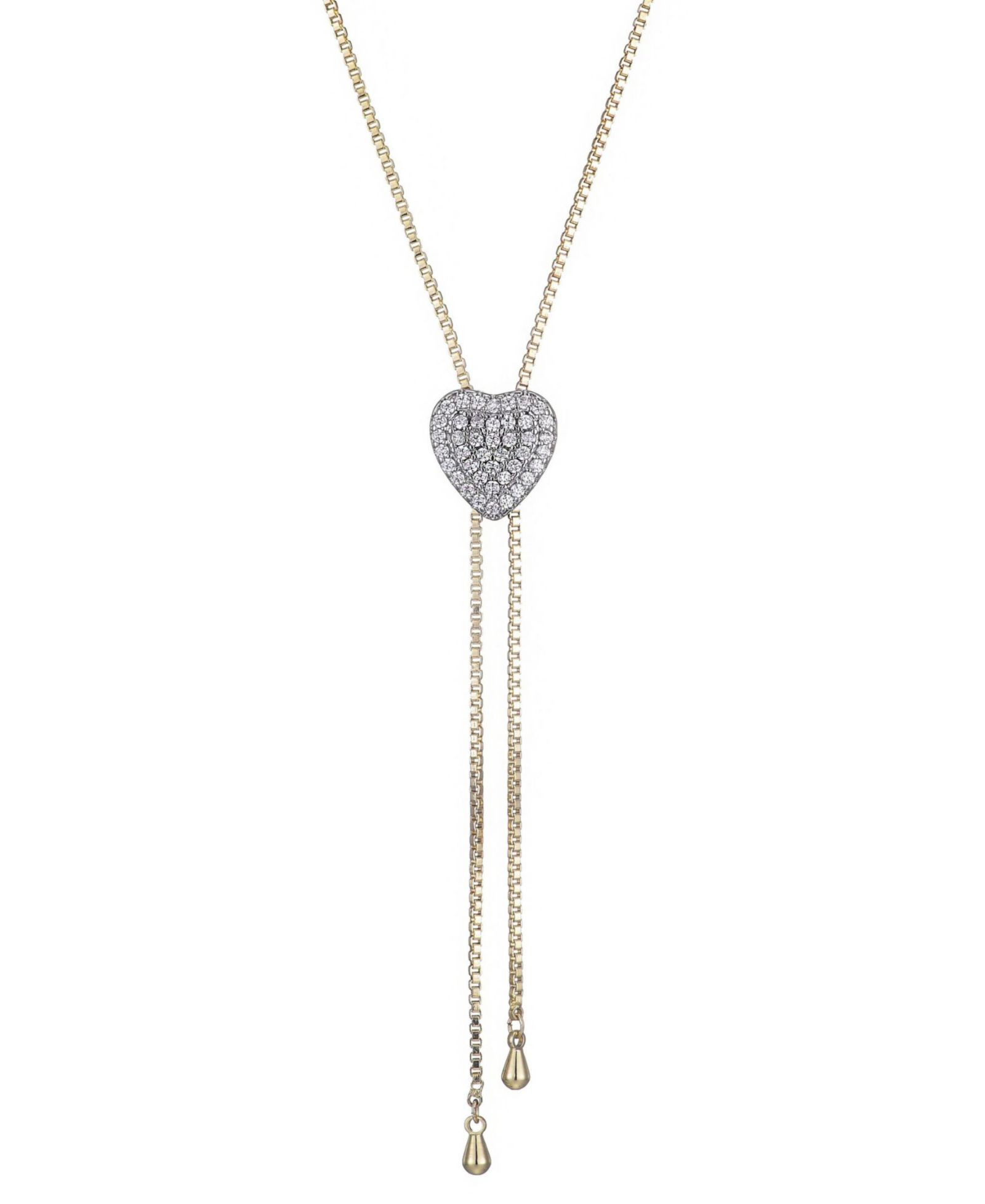 ADORNIA Gold CZ Heart Bolo Necklace