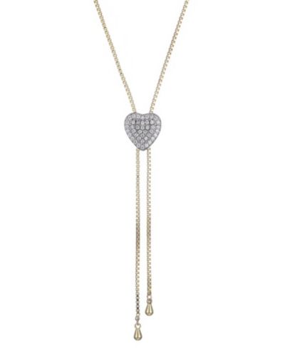 Золотое ожерелье ADORNIA Gold CZ Heart Bolo с подвеской в форме сердца