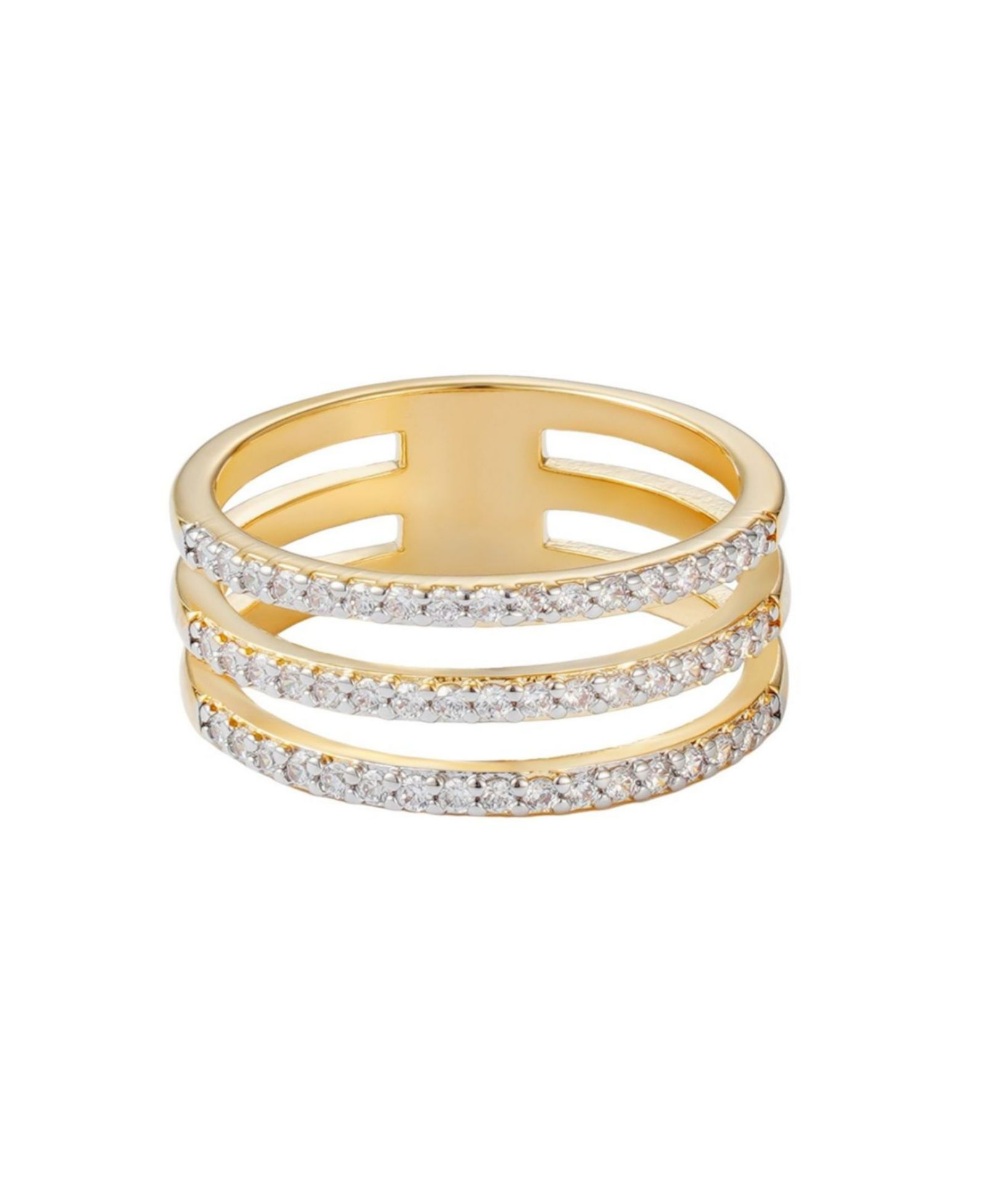 ADORNIA Gold CZ Triple Band Ring