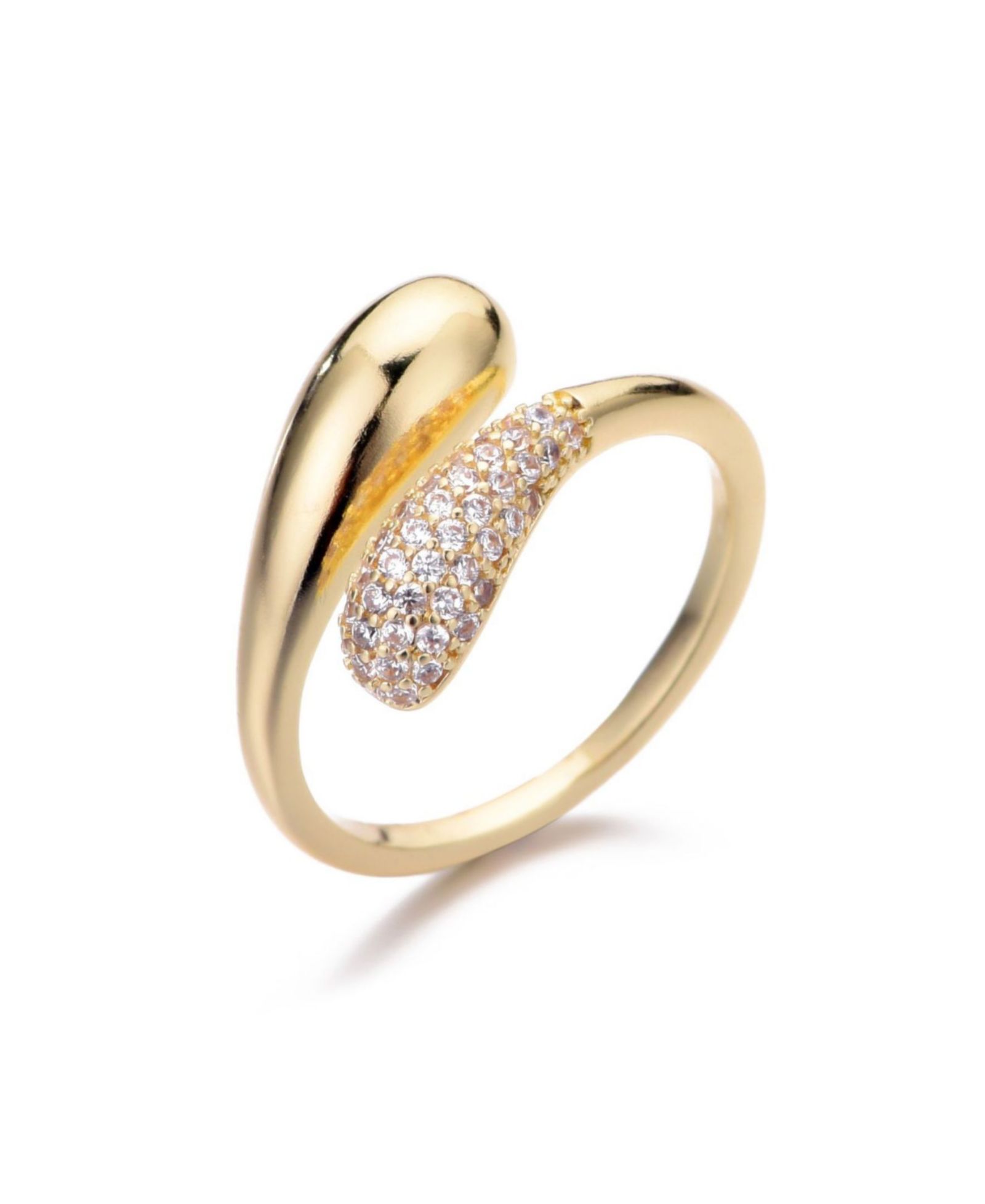 ADORNIA Gold CZ Curved Band Ring