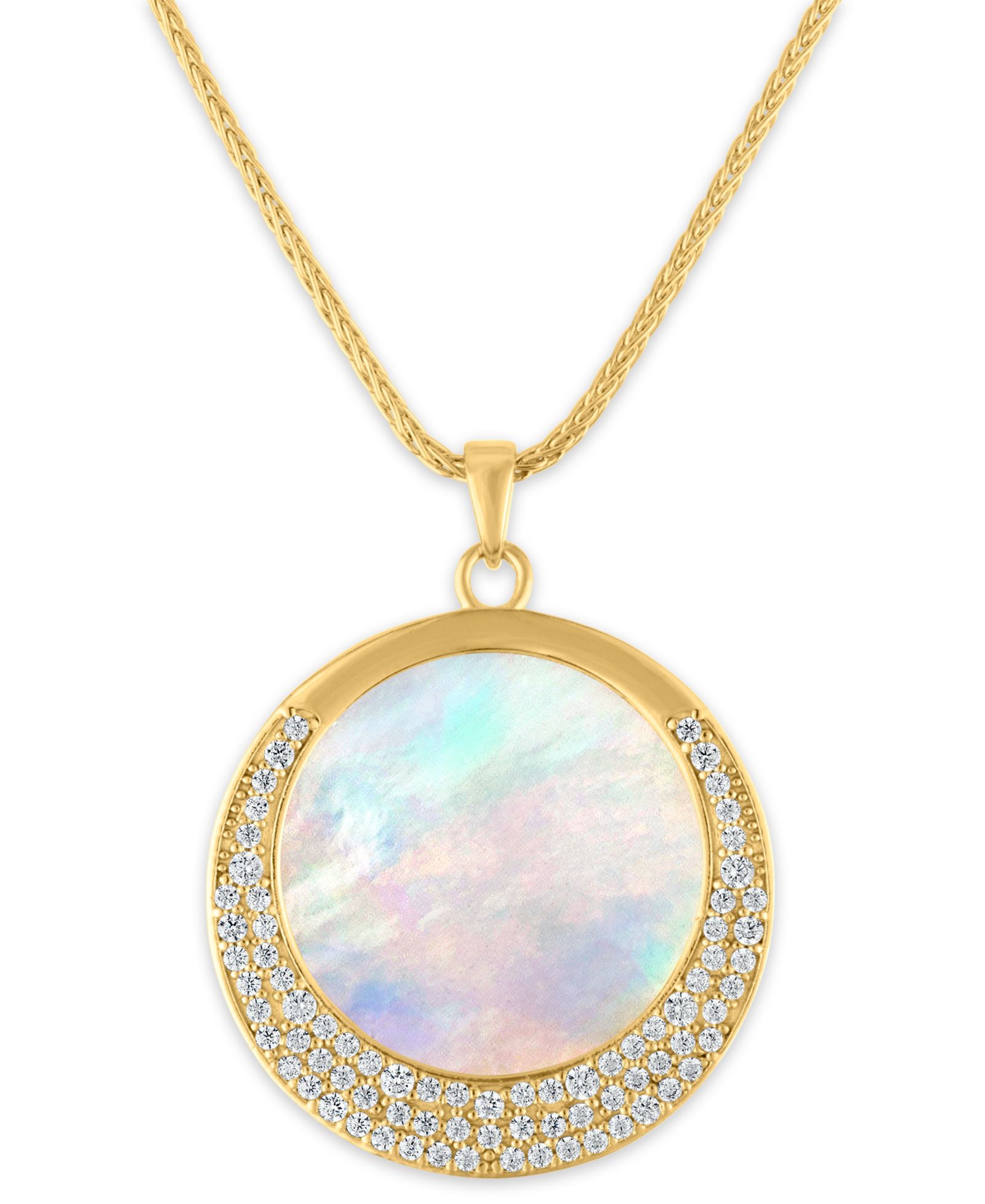 Macy's подвеска в виде полумесяца с перламутром и кубическим цирконием, 14k Gold Over Sterling Silver