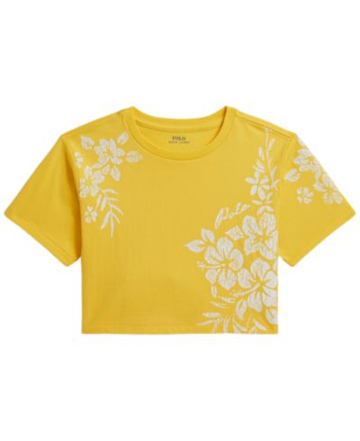 Детская хлопковая футболка Polo Ralph Lauren Girls' 2T-6X Floral-Print Boxy