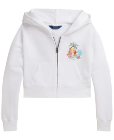 Polo Ralph Lauren Girls' 7-16 Polo Bear Terry Boxy Full-Zip Hoodie