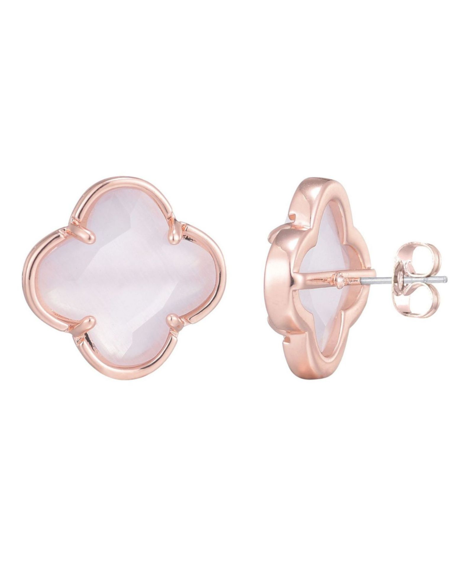 ADORNIA Rose Gold Clover Stone Stud Earrings