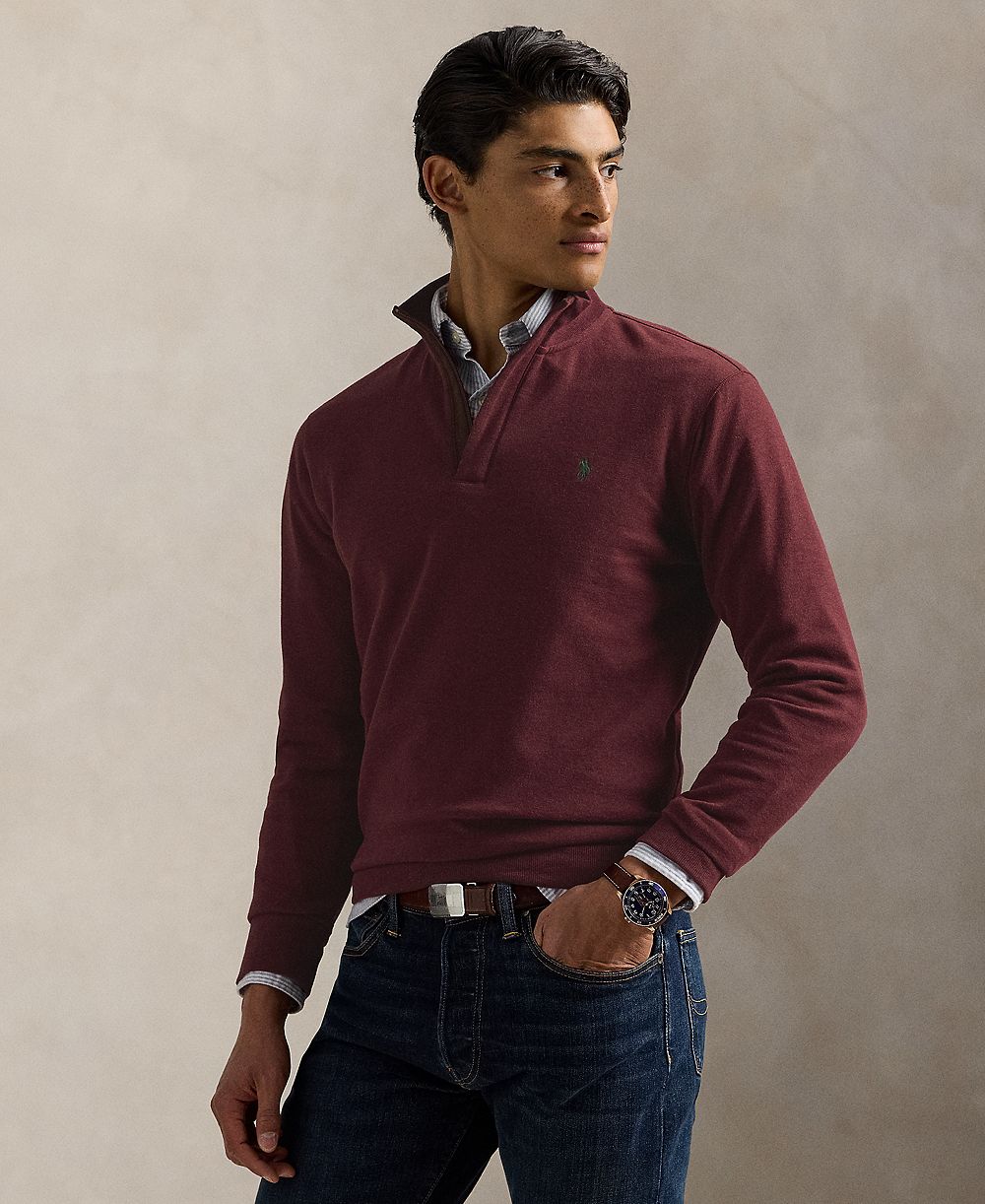 Polo Ralph Lauren Men's Luxury Jersey Quarter-Zip Pullover Sweater