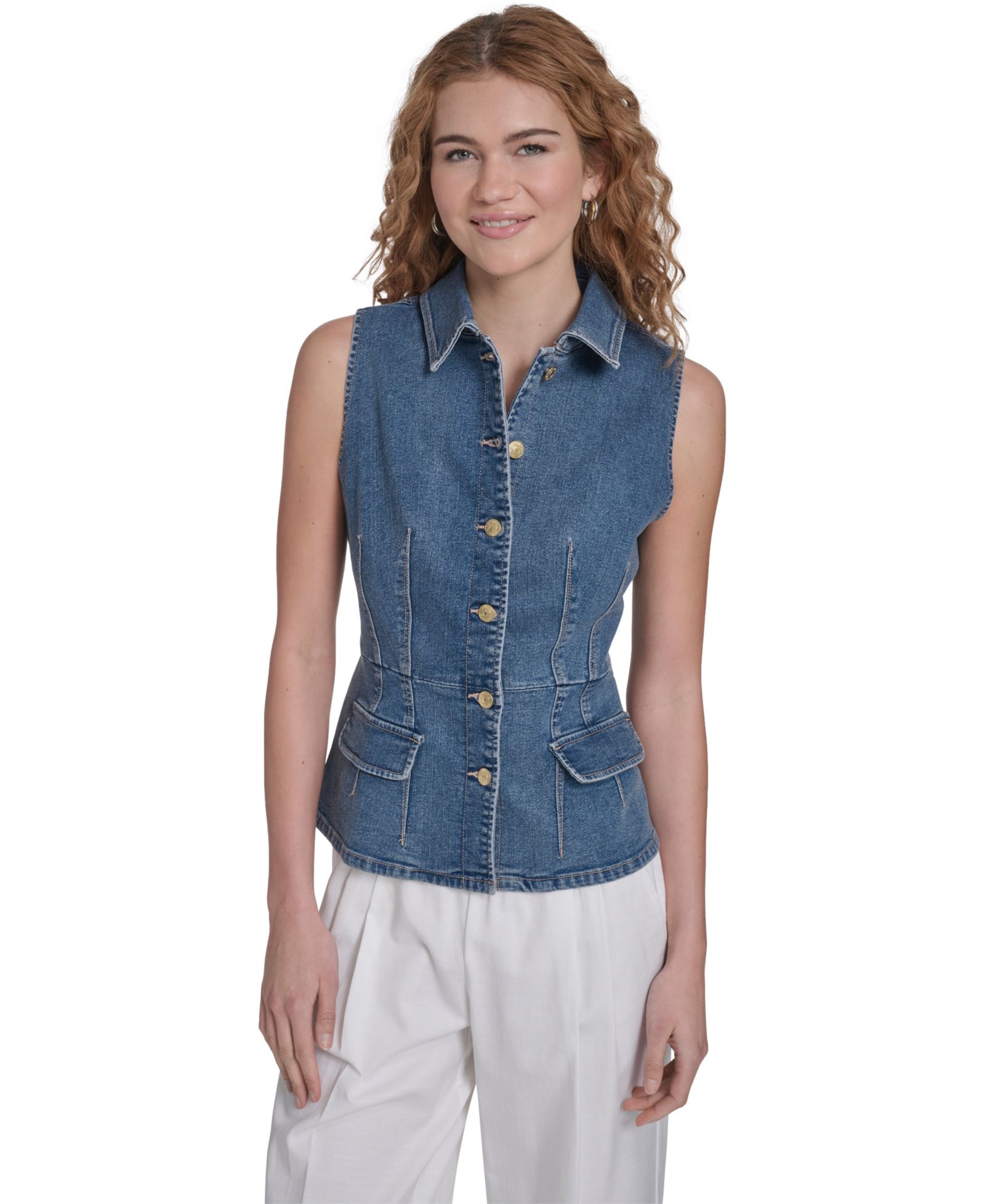 Nautica Women's Button Front Denim Vest