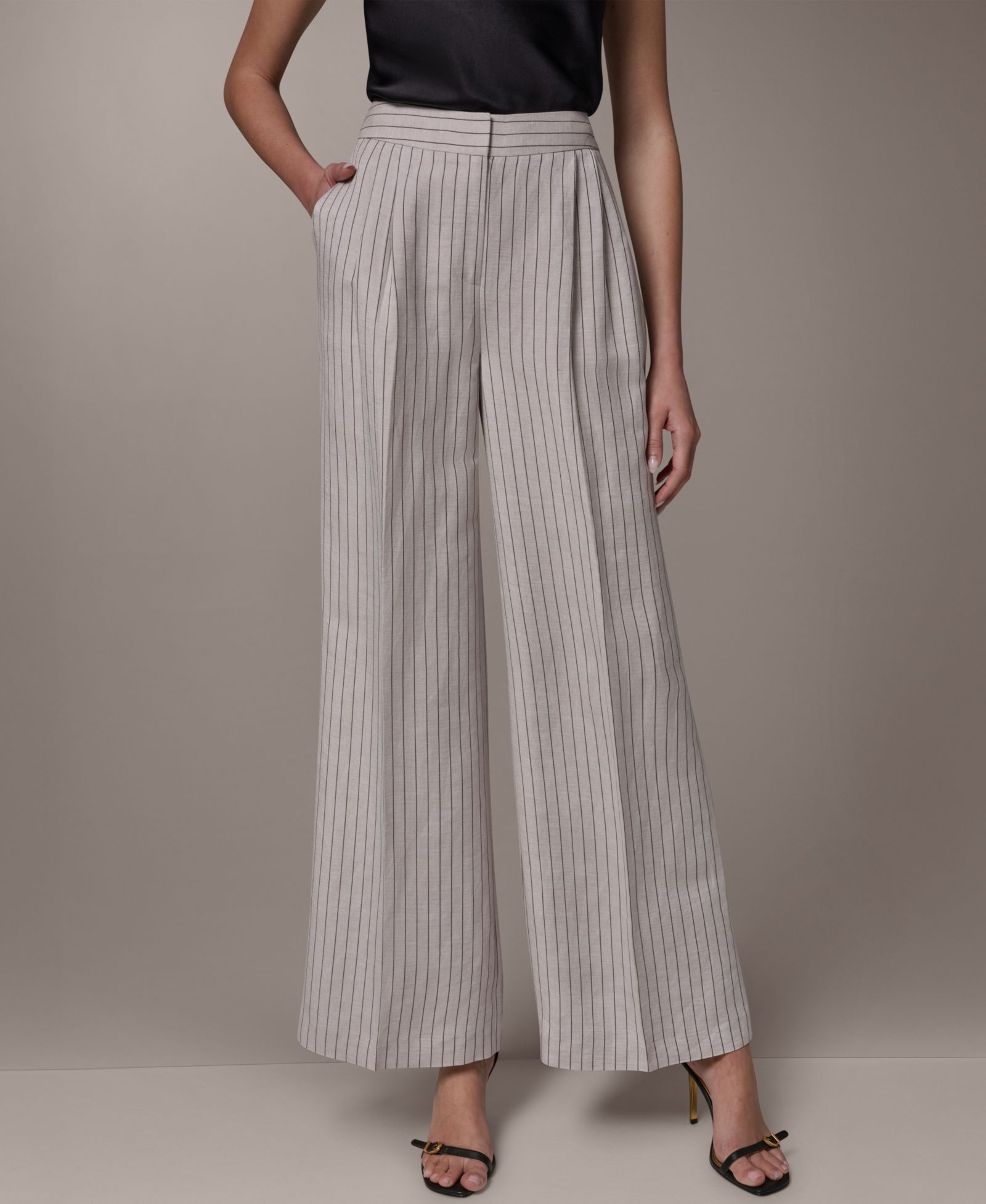 Женские брюки с высокой талией и широкими штанинами Donna Karan New York